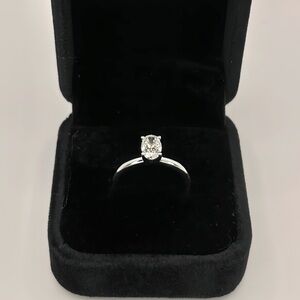 Oval Diamond Solitaire Engagement Ring 14k White Gold 0.90 Carat NWOT